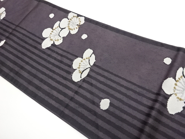 JAPANESE FUKURO OBI / WOVEN UME & STRIPE
